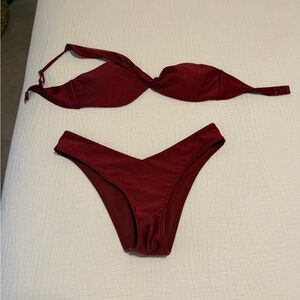 Abercrombie Burgundy Twist Front Bikini Set